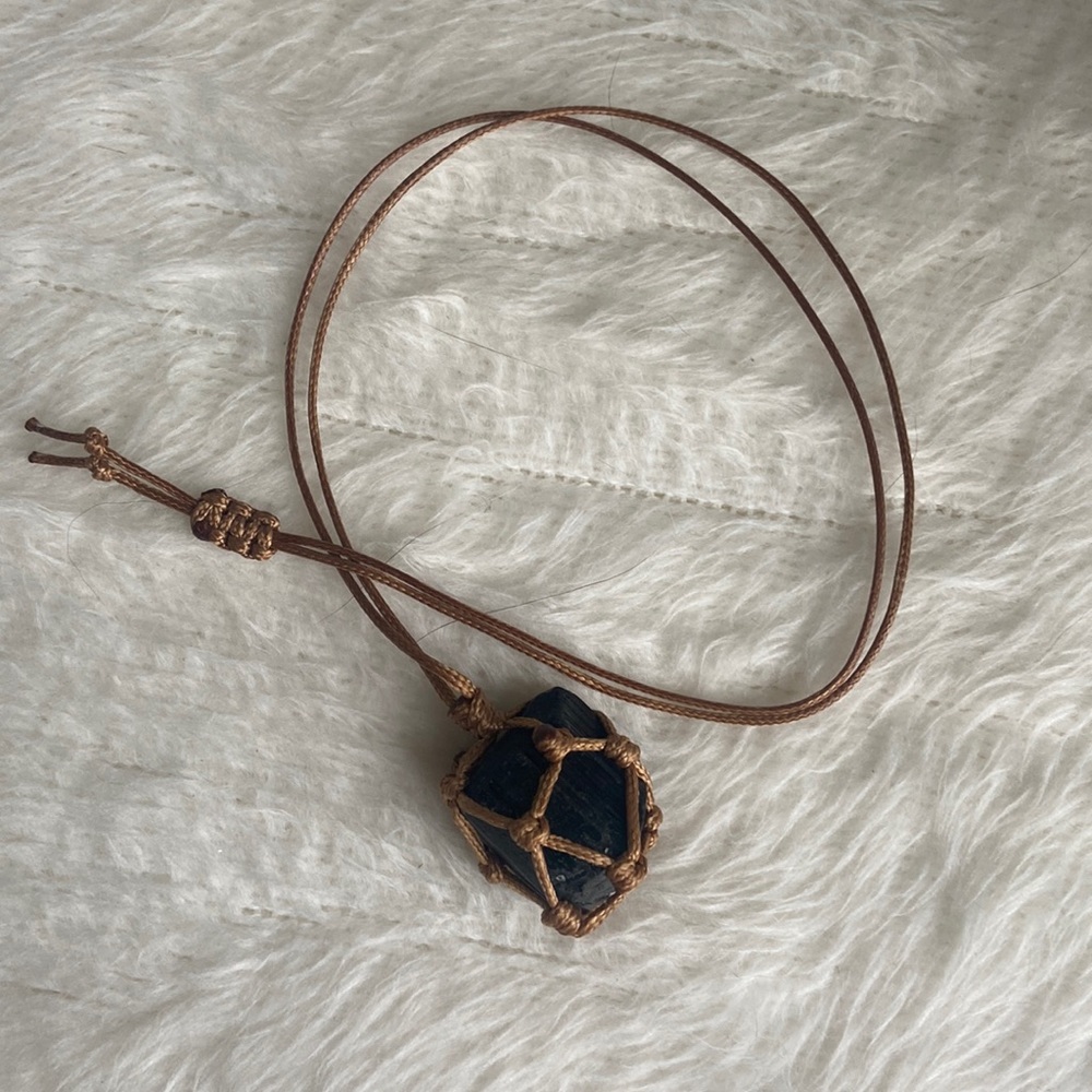 Dark green black rock necklace